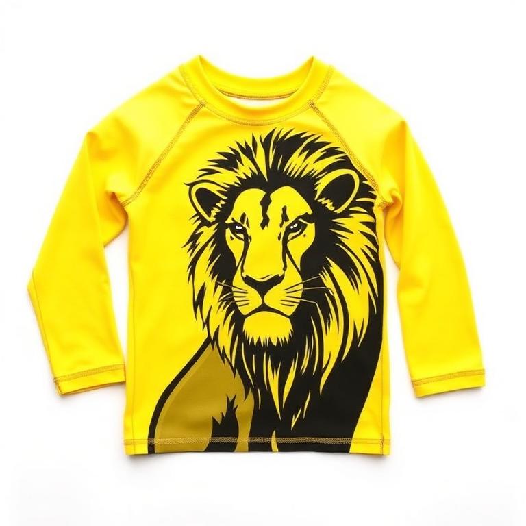 Licra solar manga comprida Bebé - Leão amarelo