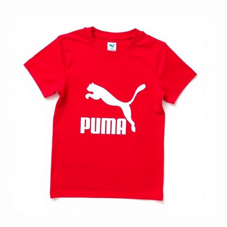 T-Shirt de Educação Física em Algodão Criança Puma Estampado Vermelho
