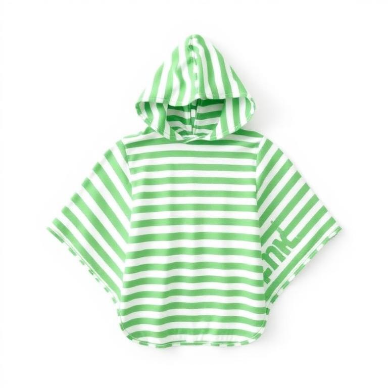 Poncho de natação Bebé, riscas verde