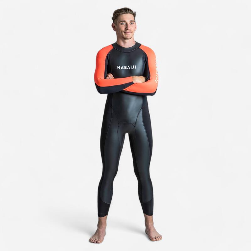 Fato de natação em águas abertas neoprene homem - OWS 100 2/2 preto laranja