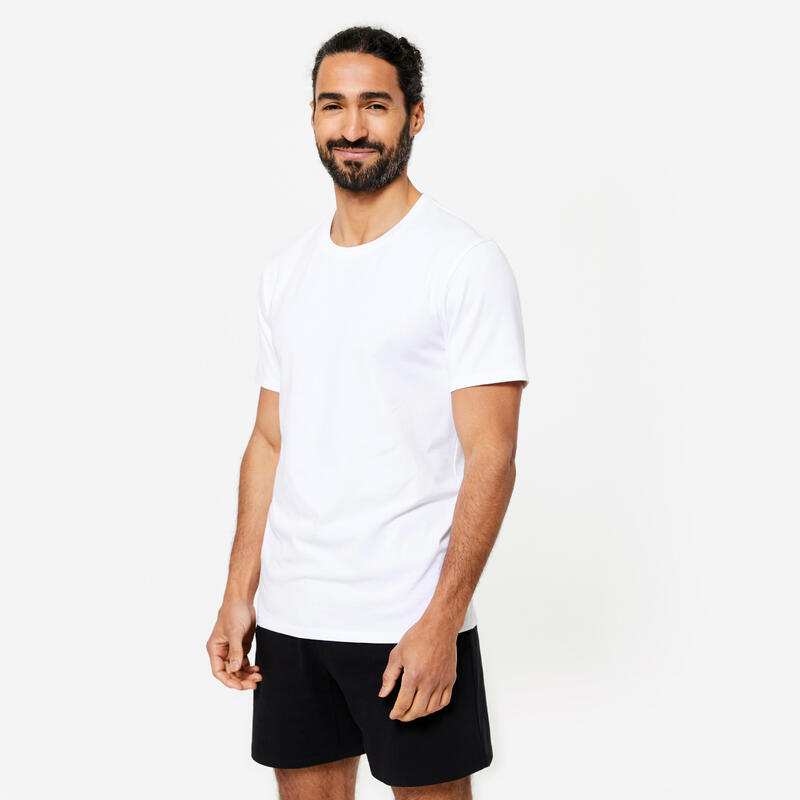 T-shirt de Fitness em Algodão Homem 100 Sportee Branco