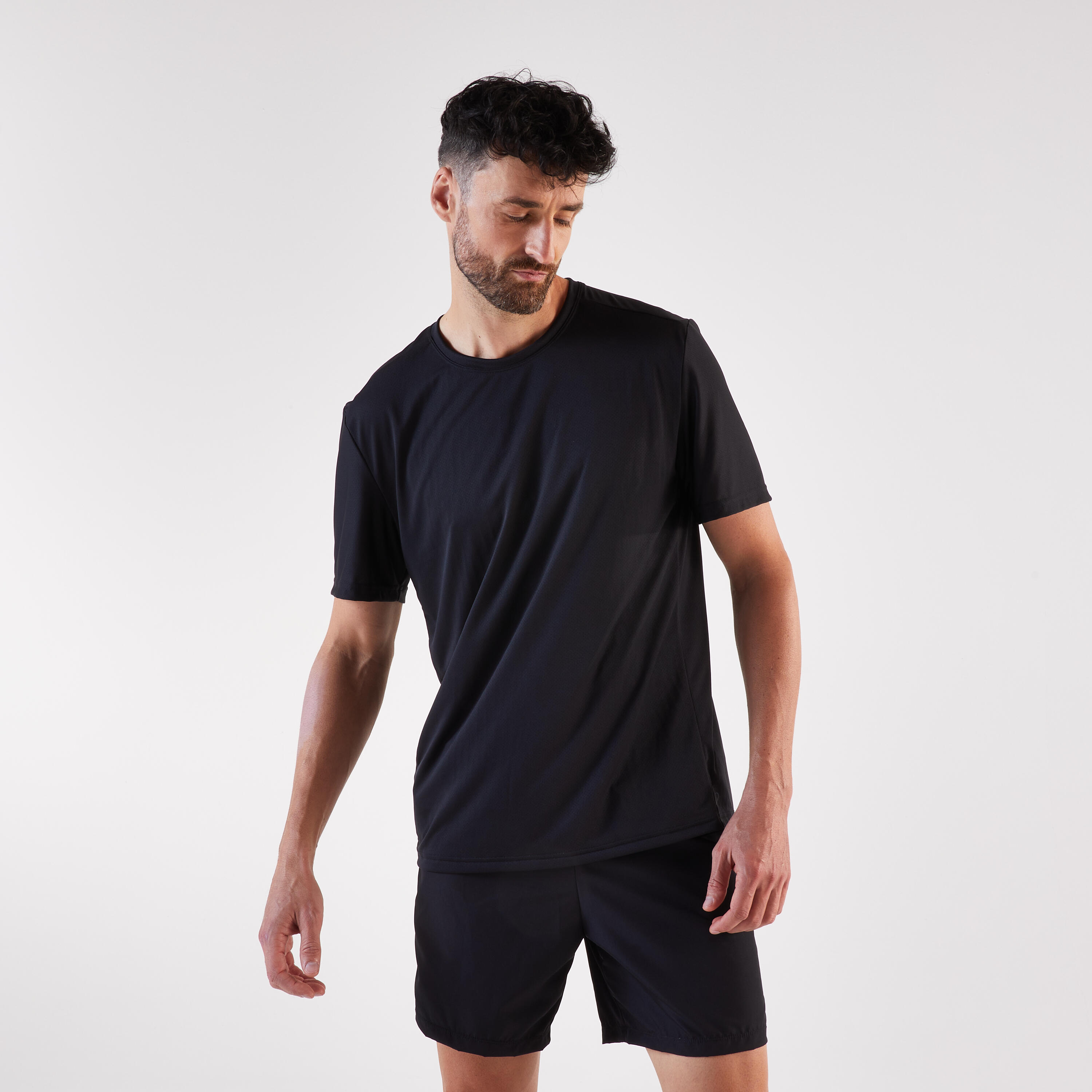 KIPRUN T-shirt de corrida Homem, Kiprun Run 100 preto
