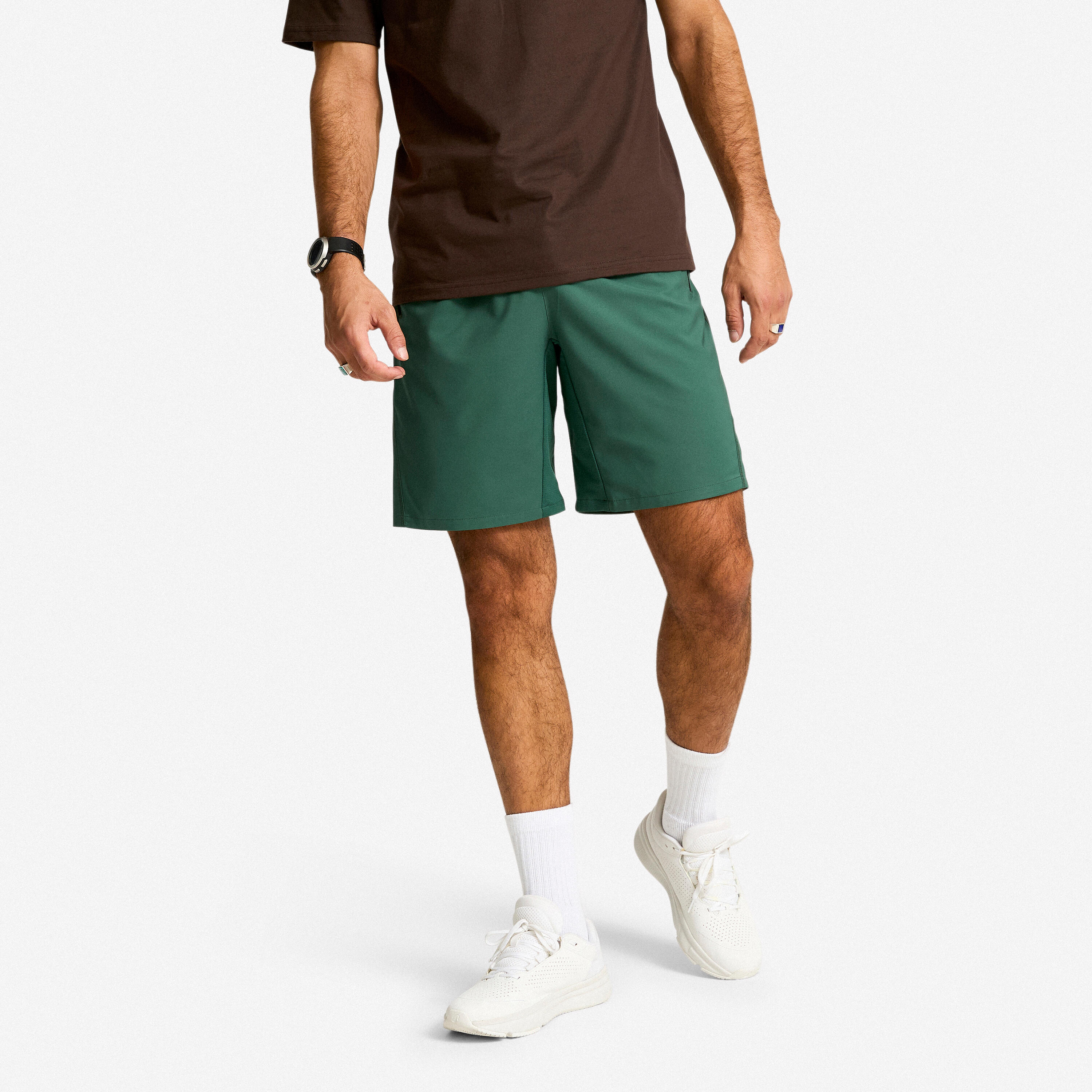 DOMYOS Calções Respiráveis de Fitness com Bolsos com Fecho Homem Verde-Escuro
