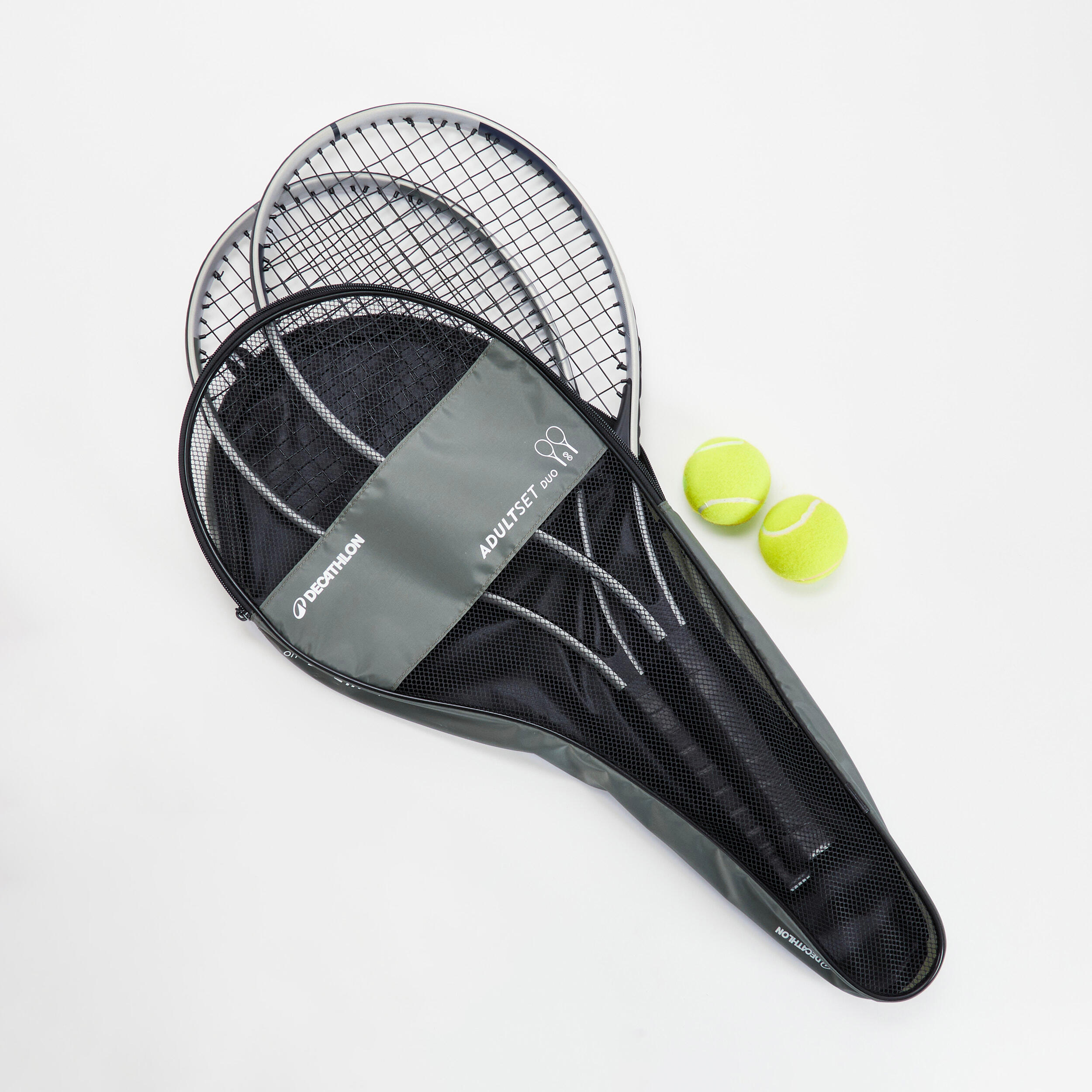 DECATHLON Conjunto de 2 Raquetes de ténis Essential Adulto 2 Bolas e 1 bolsa