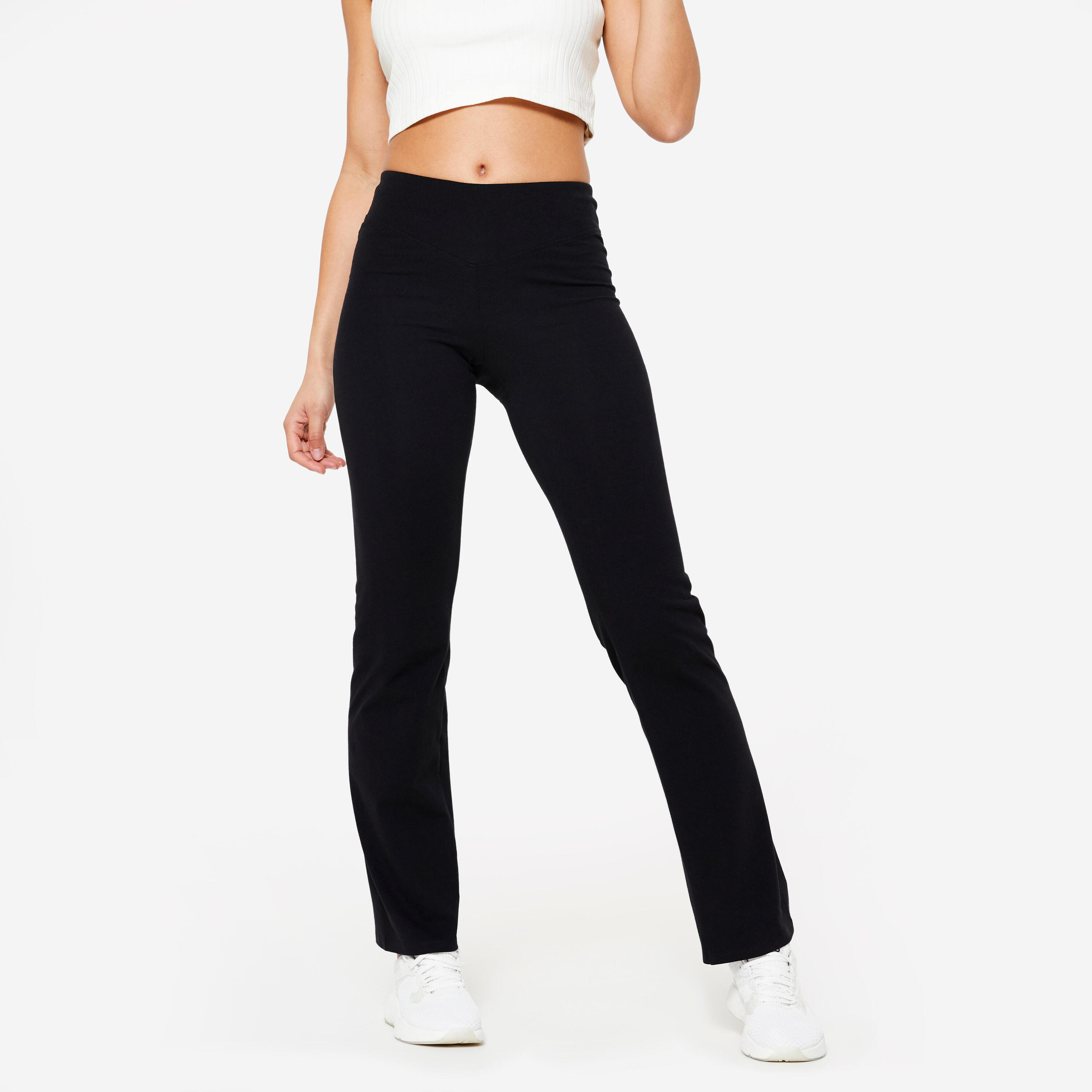 DOMYOS Leggings de Fitness em Algodão Mulher Preto