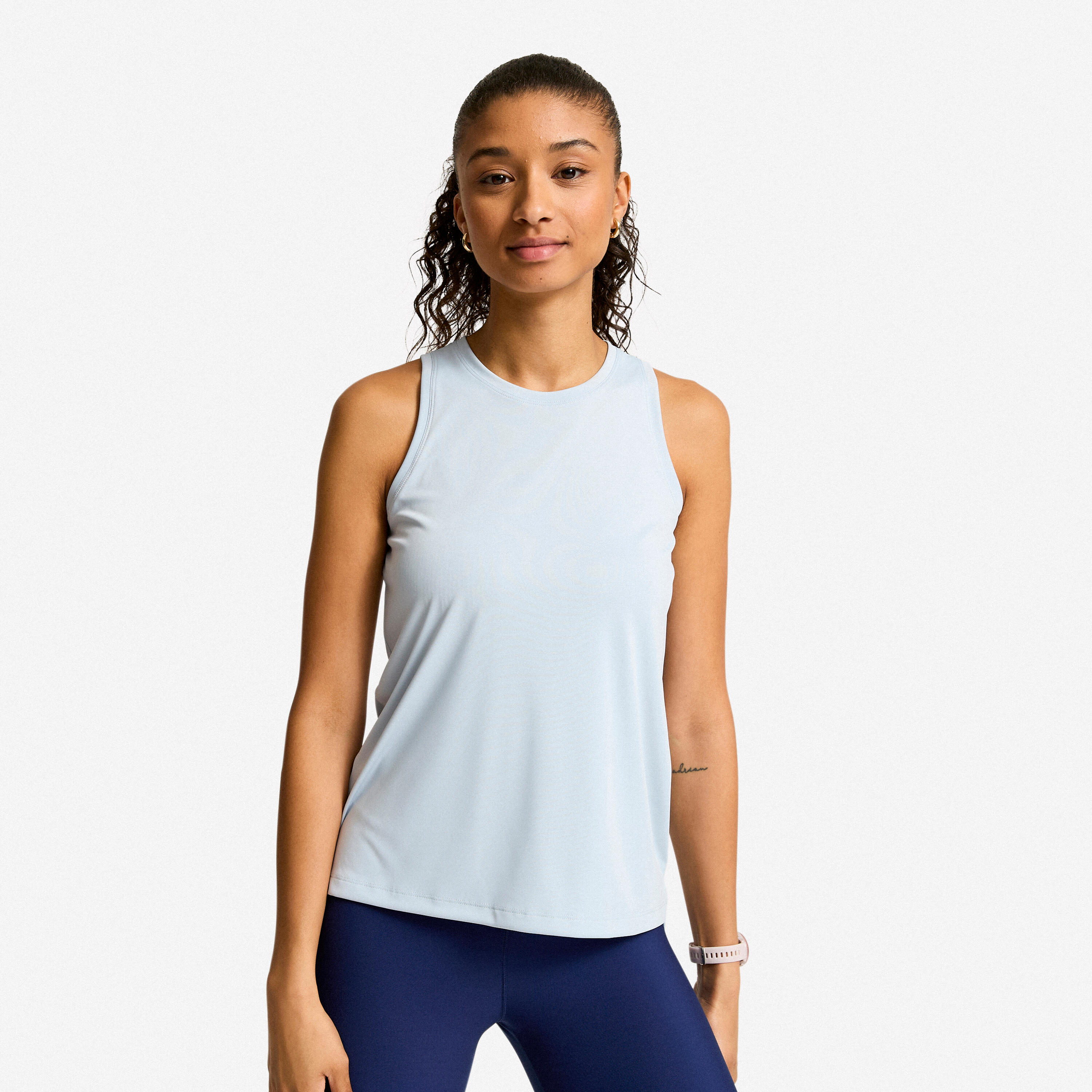 DOMYOS Camisola de alças corte direito mulher, azul