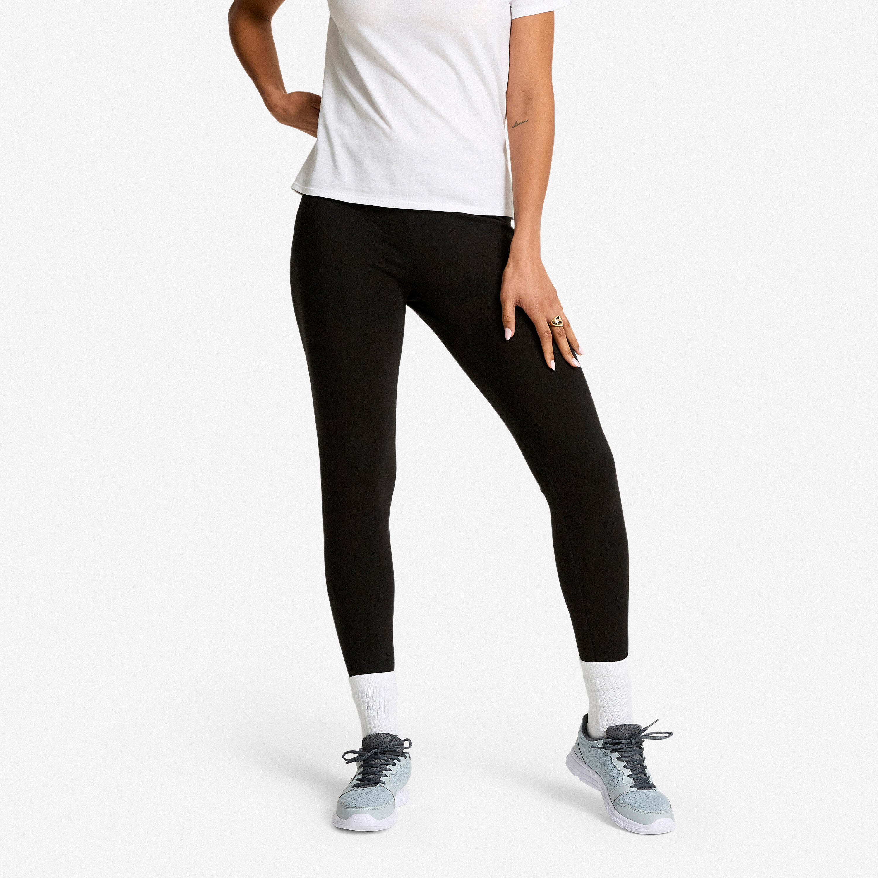 DOMYOS Leggings de fitness algodão mulher, preto