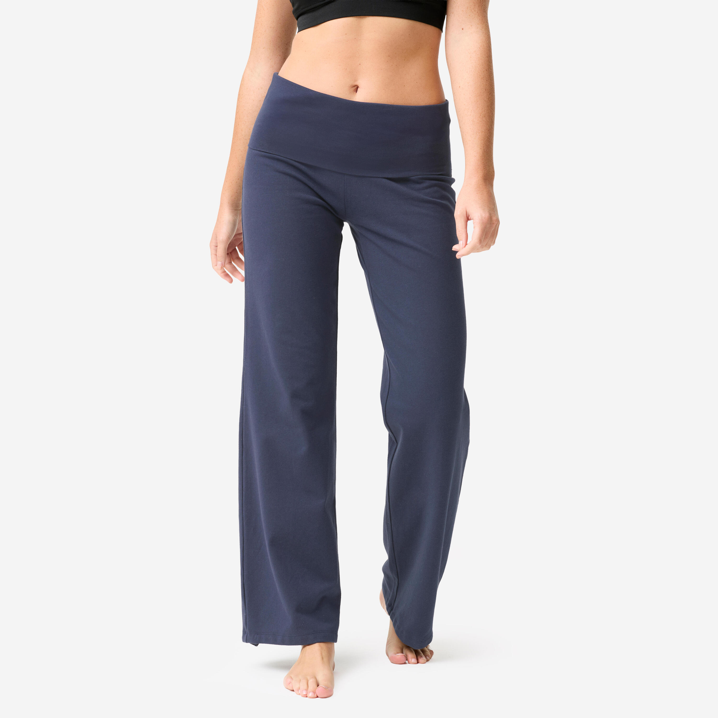 KIMJALY Calças de Yoga em Algodão Cintura Alta Mulher, Azul escuro