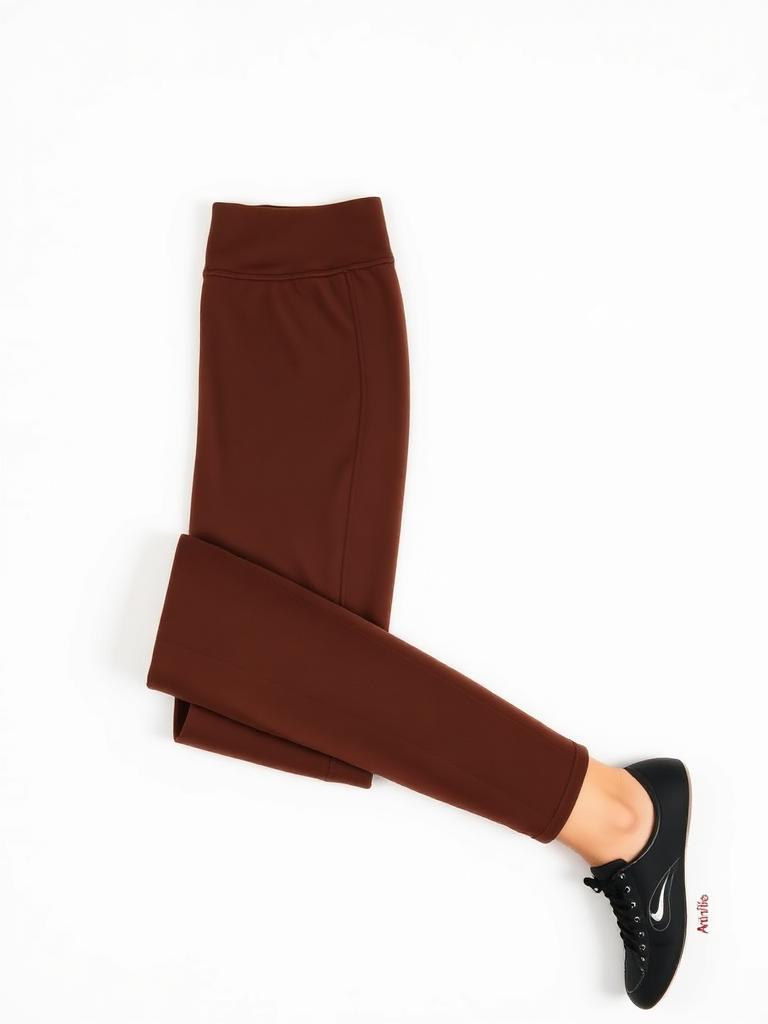 Leggings de Fitness Corte Direito Mulher Castanho